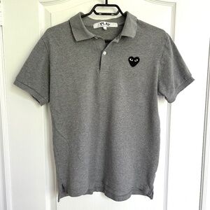 COMME DES GARCONS Play Womens Large Grey Polo Short Sleeve Gray CDG
